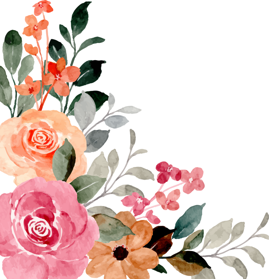 Watercolor Floral Border